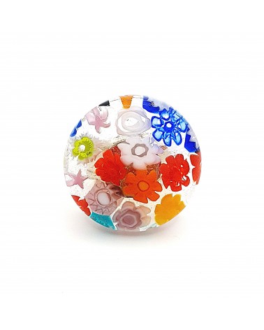 Bague ronde verre Murano murrine fleurs bijoux fantaisies