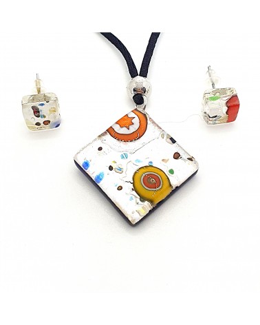 Parure carré en verre de Murano bijoux fantaisies made in Italie