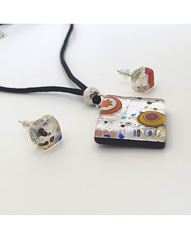 Parure carré en verre de Murano bijoux fantaisies made in Italie Parure carré en verre de Murano bijoux fantaisies made in Italie