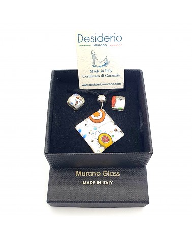 Parure carré en verre de Murano bijoux fantaisies made in Italie Parure carré en verre de Murano bijoux fantaisies made in Italie
