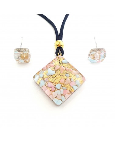 Parure carré en verre de Murano bijoux fantaisies made in Italie