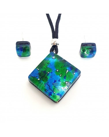 Parure carré en verre de Murano bijoux fantaisies made in Italie