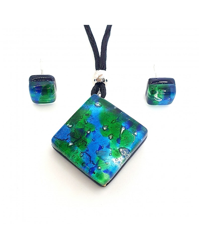 Parure carré en verre de Murano bijoux fantaisies made in Italie Parure carré en verre de Murano bijoux fantaisies made in Italie