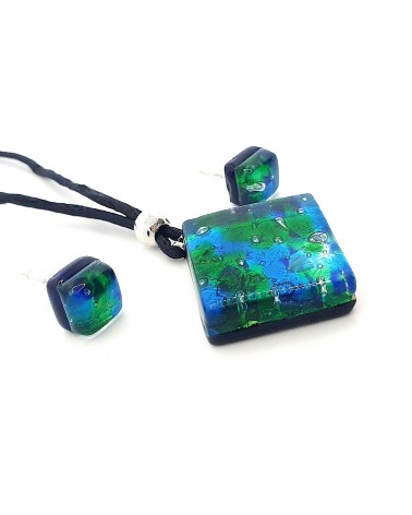 Parure carré en verre de Murano bijoux fantaisies made in Italie Parure carré en verre de Murano bijoux fantaisies made in Italie