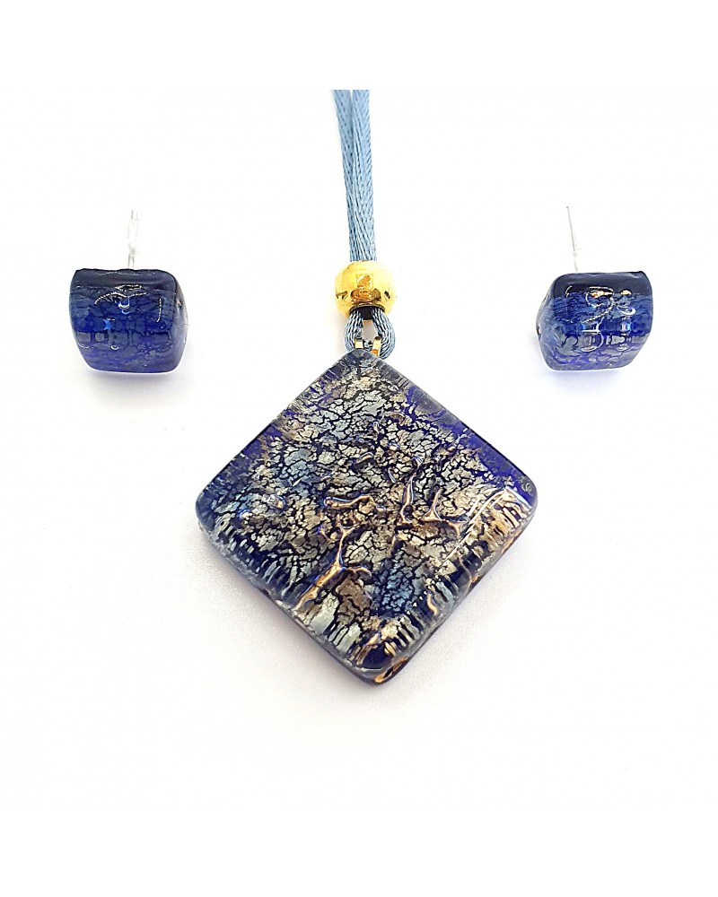 Parure carré en verre de Murano bijoux fantaisies made in Italie Parure carré en verre de Murano bijoux fantaisies made in Italie