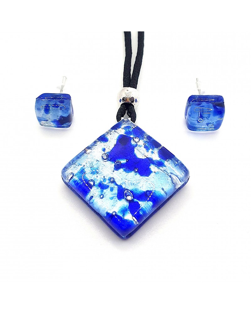 Parure carré en verre de Murano bijoux fantaisies made in Italie Parure carré en verre de Murano bijoux fantaisies made in Italie