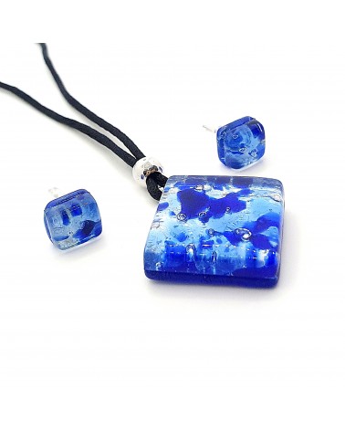 Parure carré en verre de Murano bijoux fantaisies made in Italie Parure carré en verre de Murano bijoux fantaisies made in Italie
