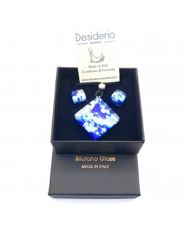 Parure carré en verre de Murano bijoux fantaisies made in Italie Parure carré en verre de Murano bijoux fantaisies made in Italie