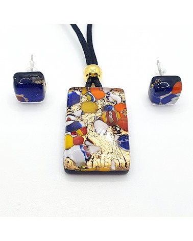 Parure réctangle en verre de Murano bijoux fantaisies made in Italie