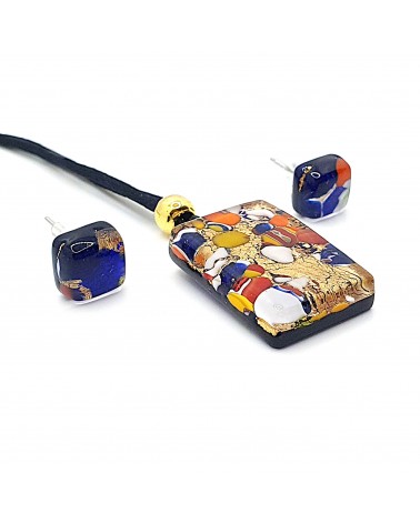 Parure réctangle en verre de Murano bijoux fantaisies made in Italie