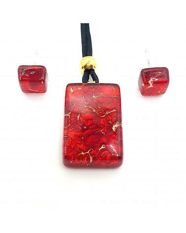 Parure réctangle en verre de Murano bijoux fantaisies made in Italie