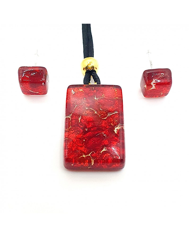 Parure réctangle en verre de Murano bijoux fantaisies made in Italie Parure réctangle en verre de Murano bijoux fantaisies made in Italie