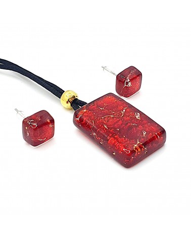 Parure réctangle en verre de Murano bijoux fantaisies made in Italie