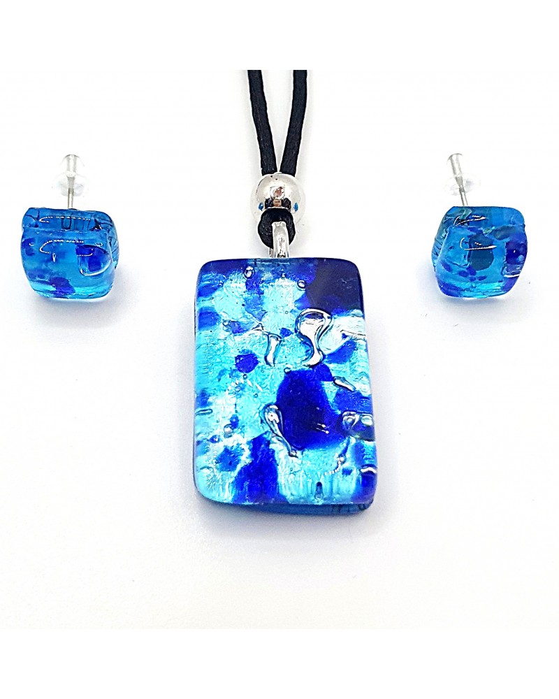 Parure réctangle en verre de Murano bijoux fantaisies made in Italie Parure réctangle en verre de Murano bijoux fantaisies made in Italie