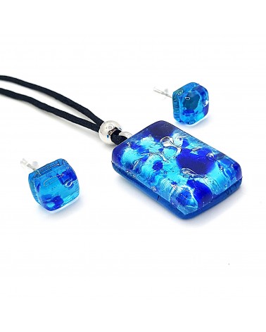 Parure réctangle en verre de Murano bijoux fantaisies made in Italie