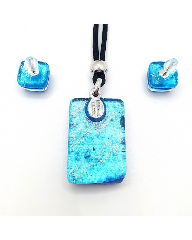 Parure réctangle en verre de Murano bijoux fantaisies made in Italie Parure réctangle en verre de Murano bijoux fantaisies made in Italie