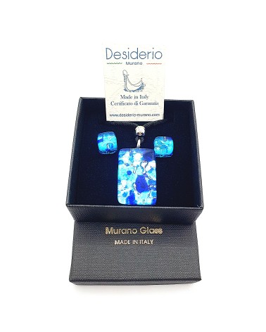 Parure réctangle en verre de Murano bijoux fantaisies made in Italie Parure réctangle en verre de Murano bijoux fantaisies made in Italie