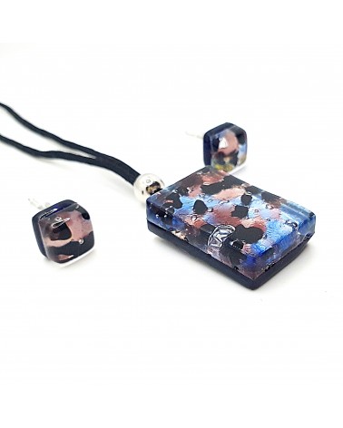 Parure réctangle en verre de Murano bijoux fantaisies made in Italie