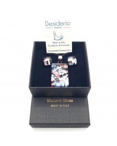 Parure réctangle en verre de Murano bijoux fantaisies made in Italie