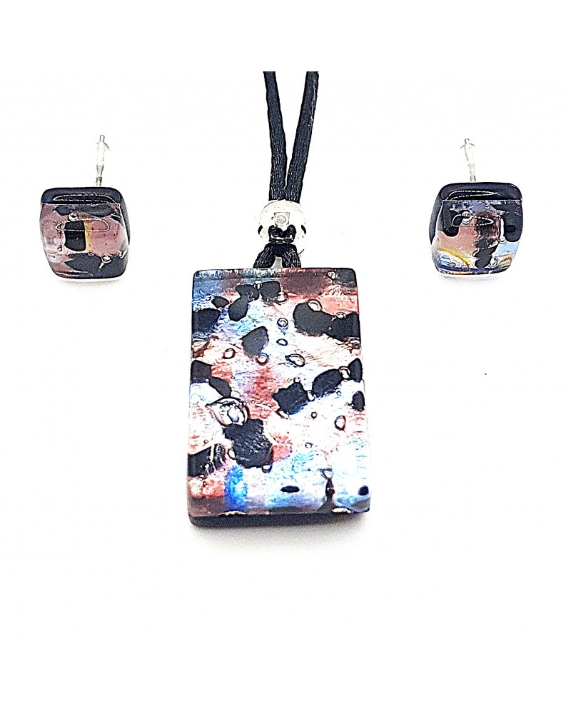 Parure réctangle en verre de Murano bijoux fantaisies made in Italie Parure réctangle en verre de Murano bijoux fantaisies made in Italie