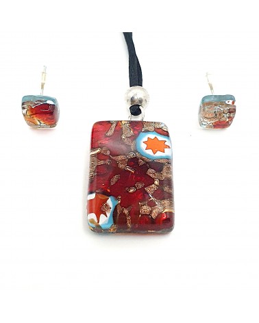 Parure réctangle en verre de Murano bijoux fantaisies made in Italie