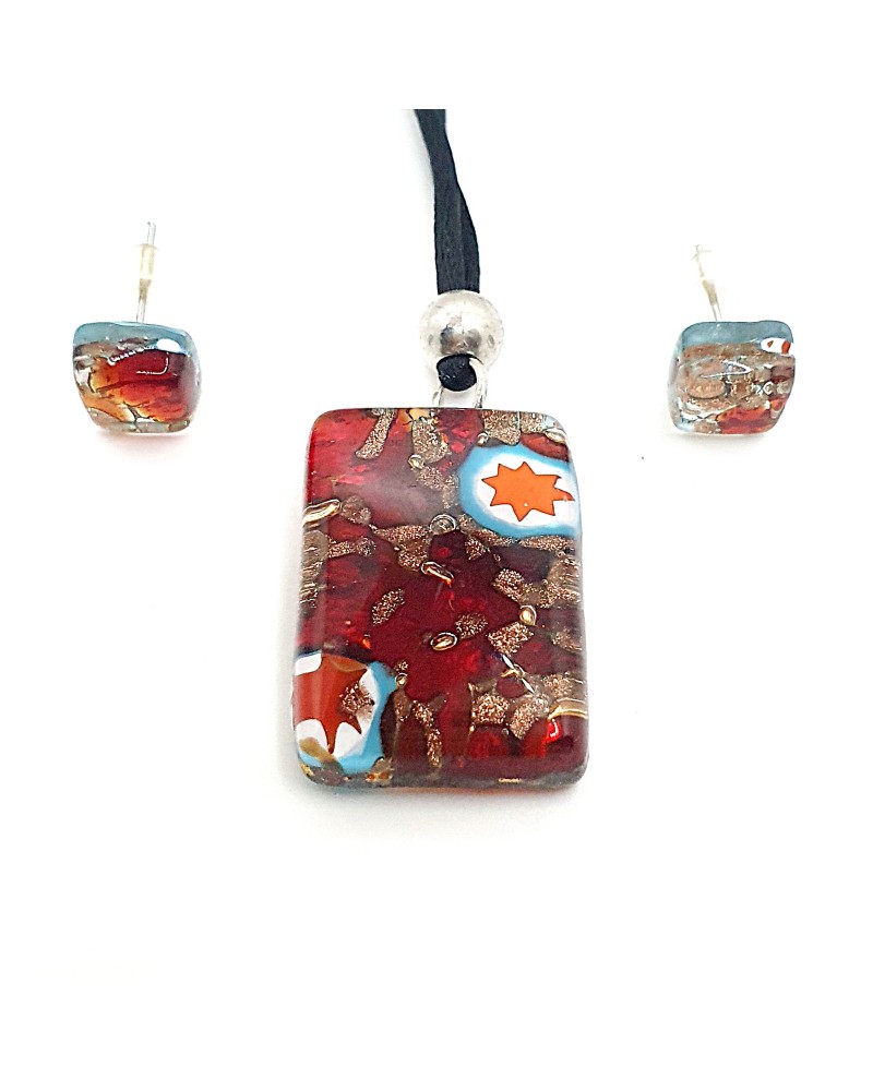 Parure réctangle en verre de Murano bijoux fantaisies made in Italie Parure réctangle en verre de Murano bijoux fantaisies made in Italie