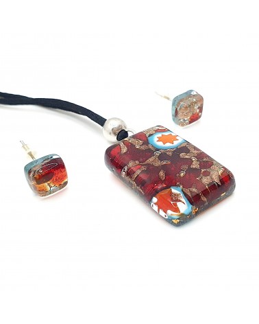 Parure réctangle en verre de Murano bijoux fantaisies made in Italie Parure réctangle en verre de Murano bijoux fantaisies made in Italie