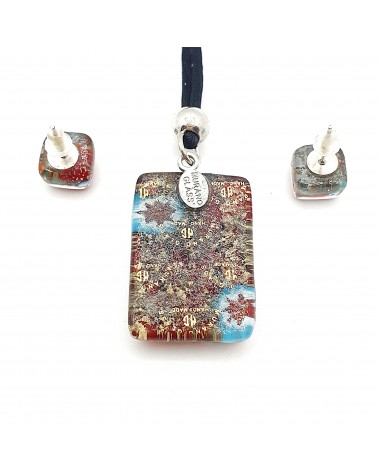 Parure réctangle en verre de Murano bijoux fantaisies made in Italie Parure réctangle en verre de Murano bijoux fantaisies made in Italie