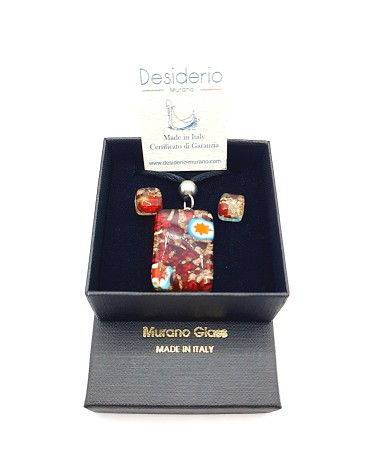 Parure réctangle en verre de Murano bijoux fantaisies made in Italie