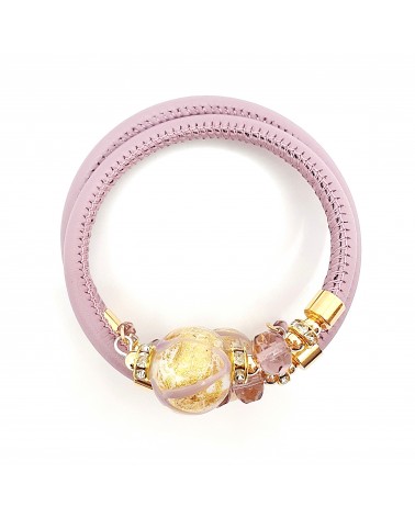 Bracelet Aida en cuir noir et perles en verre de Murano bijoux fantaisies artisans italiens