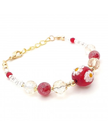 Bracelet swing conteria en verre de Murano créateurs italiens Bracelet swing conteria en verre de Murano créateurs italiens