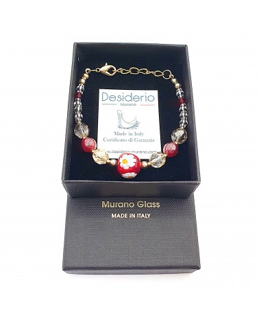 Bracelet swing conteria en verre de Murano créateurs italiens Bracelet swing conteria en verre de Murano créateurs italiens