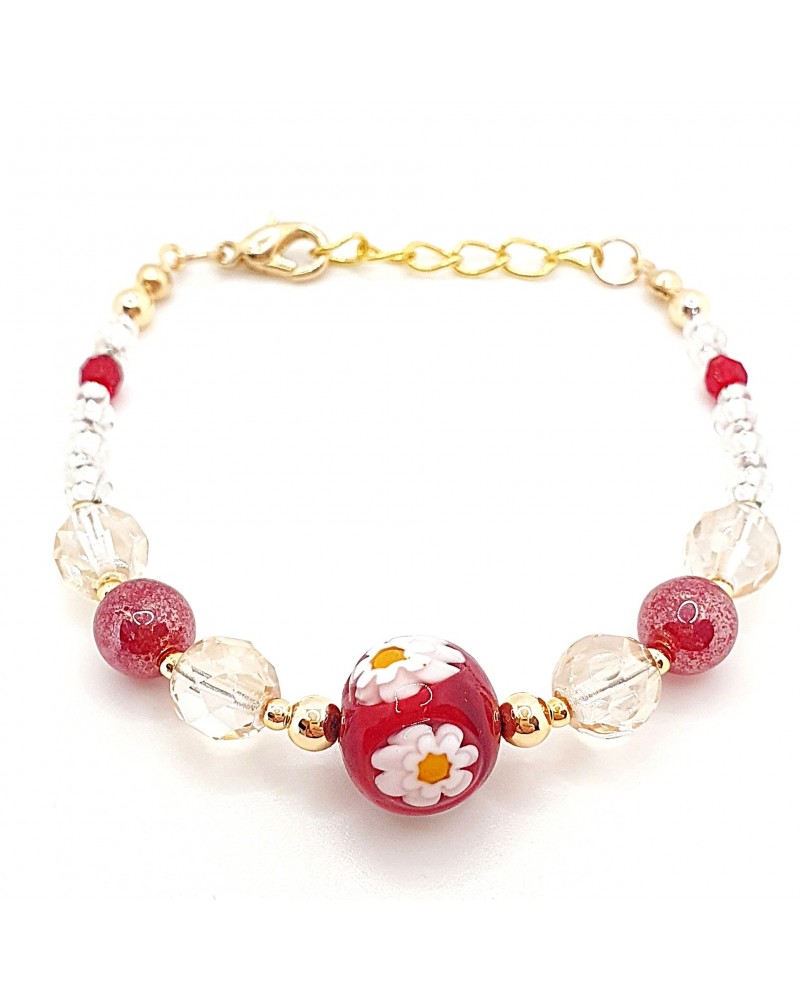 Bracelet swing conteria en verre de Murano créateurs italiens Bracelet swing conteria en verre de Murano créateurs italiens