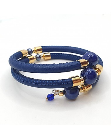 Bracelet spritz en cuir noir et perles en verre de Murano bijoux fantaisies artisans italiens Bracelet spritz en cuir noir et perles en verre de Murano bijoux fantaisies artisans italiens