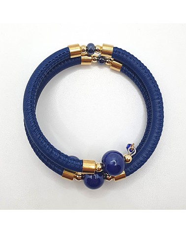 Bracelet spritz en cuir noir et perles en verre de Murano bijoux fantaisies artisans italiens Bracelet spritz en cuir noir et perles en verre de Murano bijoux fantaisies artisans italiens