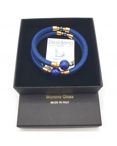 Bracelet spritz en cuir noir et perles en verre de Murano bijoux fantaisies artisans italiens Bracelet spritz en cuir noir et perles en verre de Murano bijoux fantaisies artisans italiens