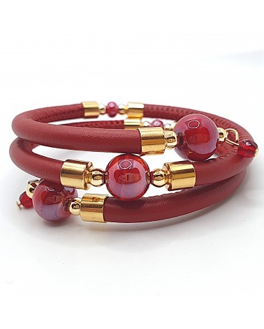 Bracelet spritz en cuir noir et perles en verre de Murano bijoux fantaisies artisans italiens