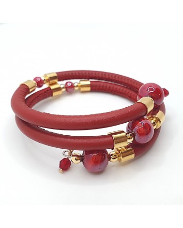 Bracelet spritz en cuir noir et perles en verre de Murano bijoux fantaisies artisans italiens Bracelet spritz en cuir noir et perles en verre de Murano bijoux fantaisies artisans italiens