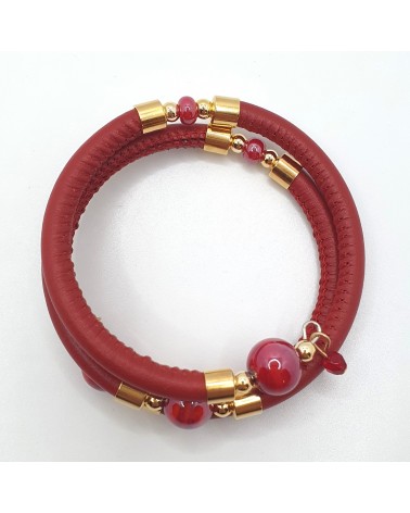 Bracelet spritz en cuir noir et perles en verre de Murano bijoux fantaisies artisans italiens