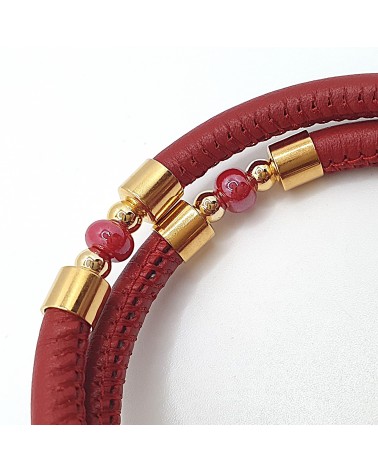 Bracelet spritz en cuir noir et perles en verre de Murano bijoux fantaisies artisans italiens