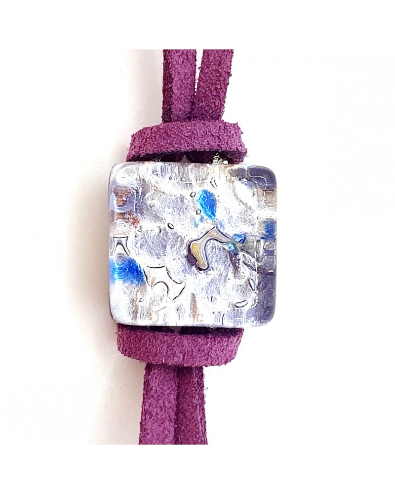 Bracelet en cuir et verre de Murano bijoux fantaisies fait à la main Bijoux Murano Bracelet en cuir et verre de Murano bijoux fantaisies fait à la main Bijoux Murano