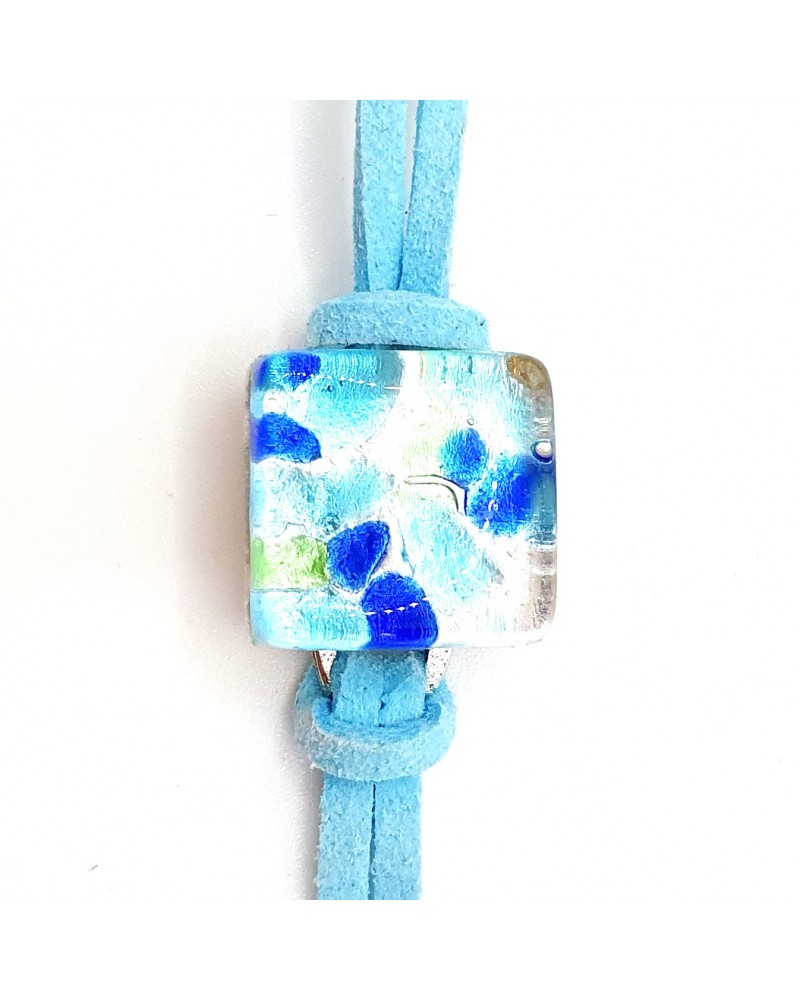 Bracelet en cuir et verre de Murano bijoux fantaisies fait à la main Bijoux Murano Bracelet en cuir et verre de Murano bijoux fantaisies fait à la main Bijoux Murano