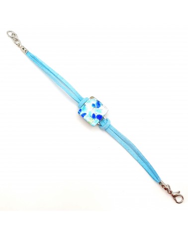 Bracelet en cuir et verre de Murano bijoux fantaisies fait à la main Bijoux Murano Bracelet en cuir et verre de Murano bijoux fantaisies fait à la main Bijoux Murano