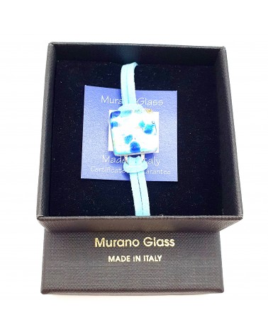 Bracelet en cuir et verre de Murano bijoux fantaisies fait à la main Bijoux Murano Bracelet en cuir et verre de Murano bijoux fantaisies fait à la main Bijoux Murano