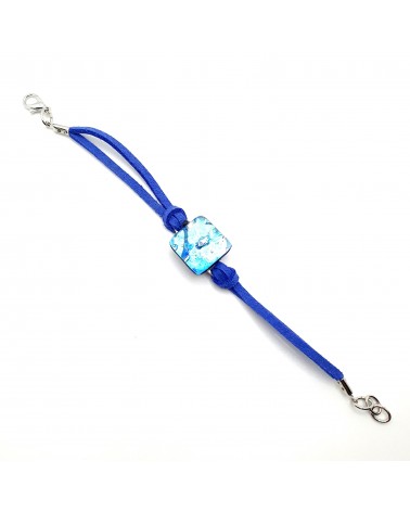 bracelet carré en cuir et verre de Murano bijoux italiens Bijoux Murano bracelet carré en cuir et verre de Murano bijoux italiens Bijoux Murano