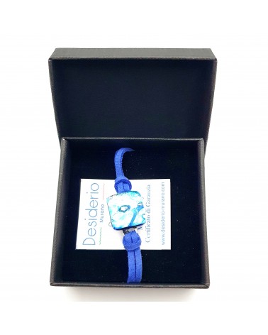 bracelet carré en cuir et verre de Murano bijoux italiens Bijoux Murano bracelet carré en cuir et verre de Murano bijoux italiens Bijoux Murano