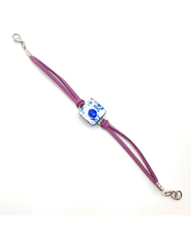 Bracelet en cuir et verre de Murano bijoux fantaisies fait à la main Bijoux Murano Bracelet en cuir et verre de Murano bijoux fantaisies fait à la main Bijoux Murano