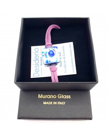 Bracelet en cuir et verre de Murano bijoux fantaisies fait à la main Bijoux Murano Bracelet en cuir et verre de Murano bijoux fantaisies fait à la main Bijoux Murano