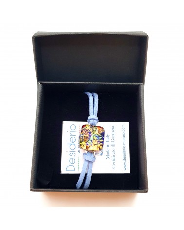 Bracelet en cuir et verre de Murano bijoux fantaisies fait à la main Bijoux Muran Bracelet en cuir et verre de Murano bijoux fantaisies fait à la main Bijoux Muran