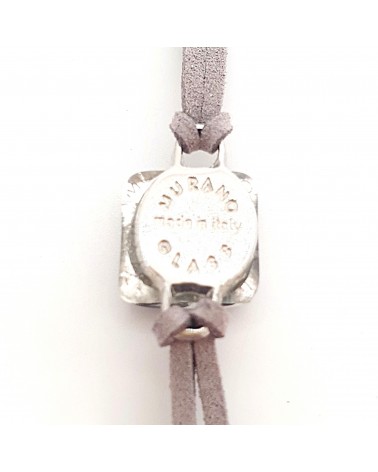 bracelet carré en cuir et verre de Murano bijoux italiens